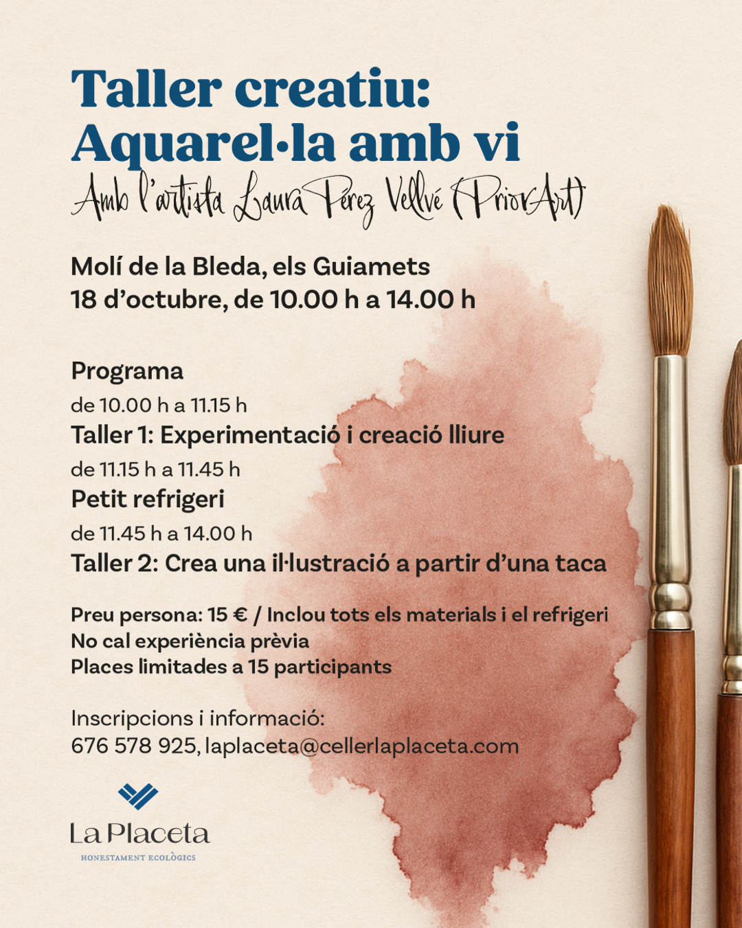 Taller creatiu, aquarel·la amb vi