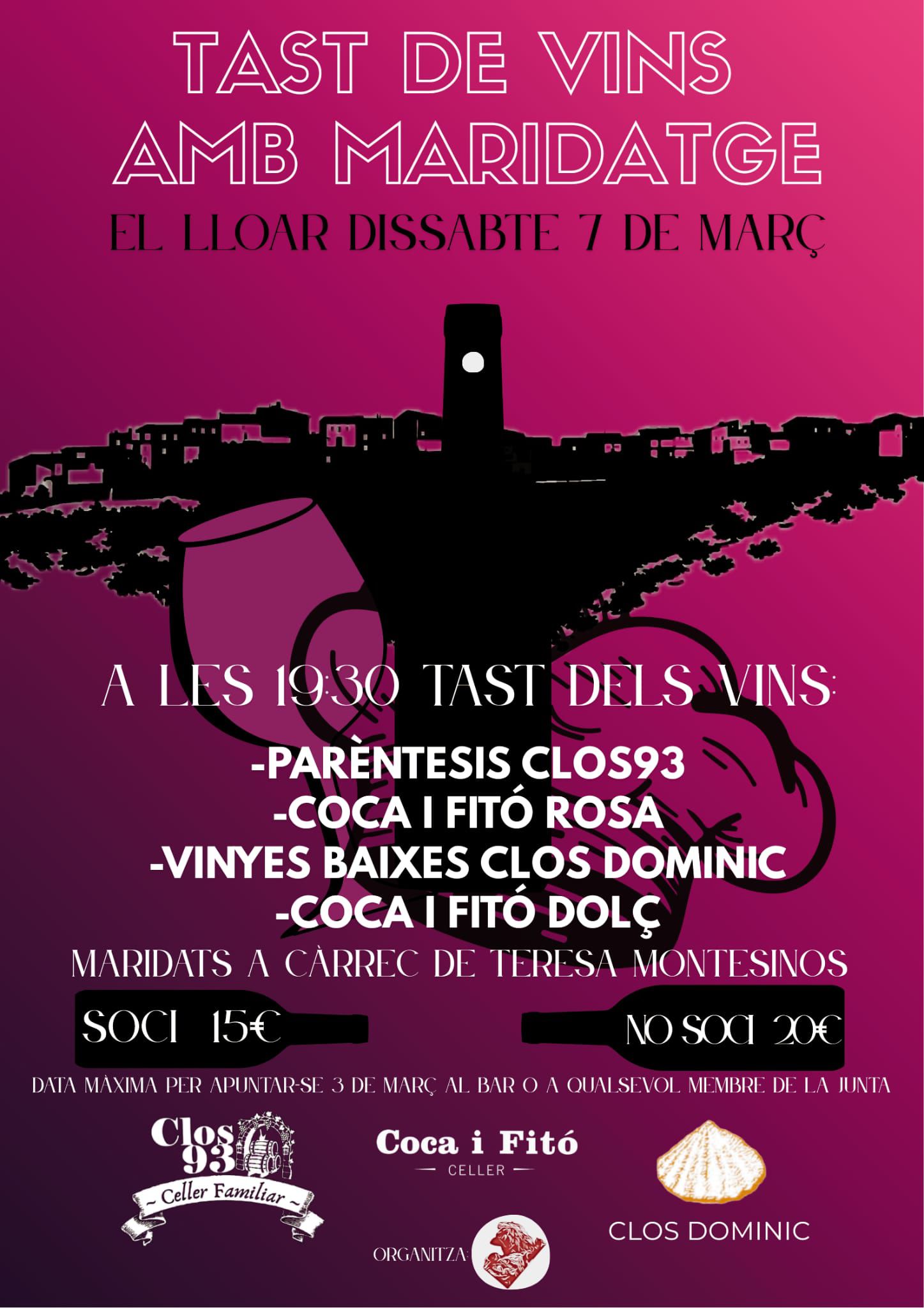 Tast de vins amb maridatge