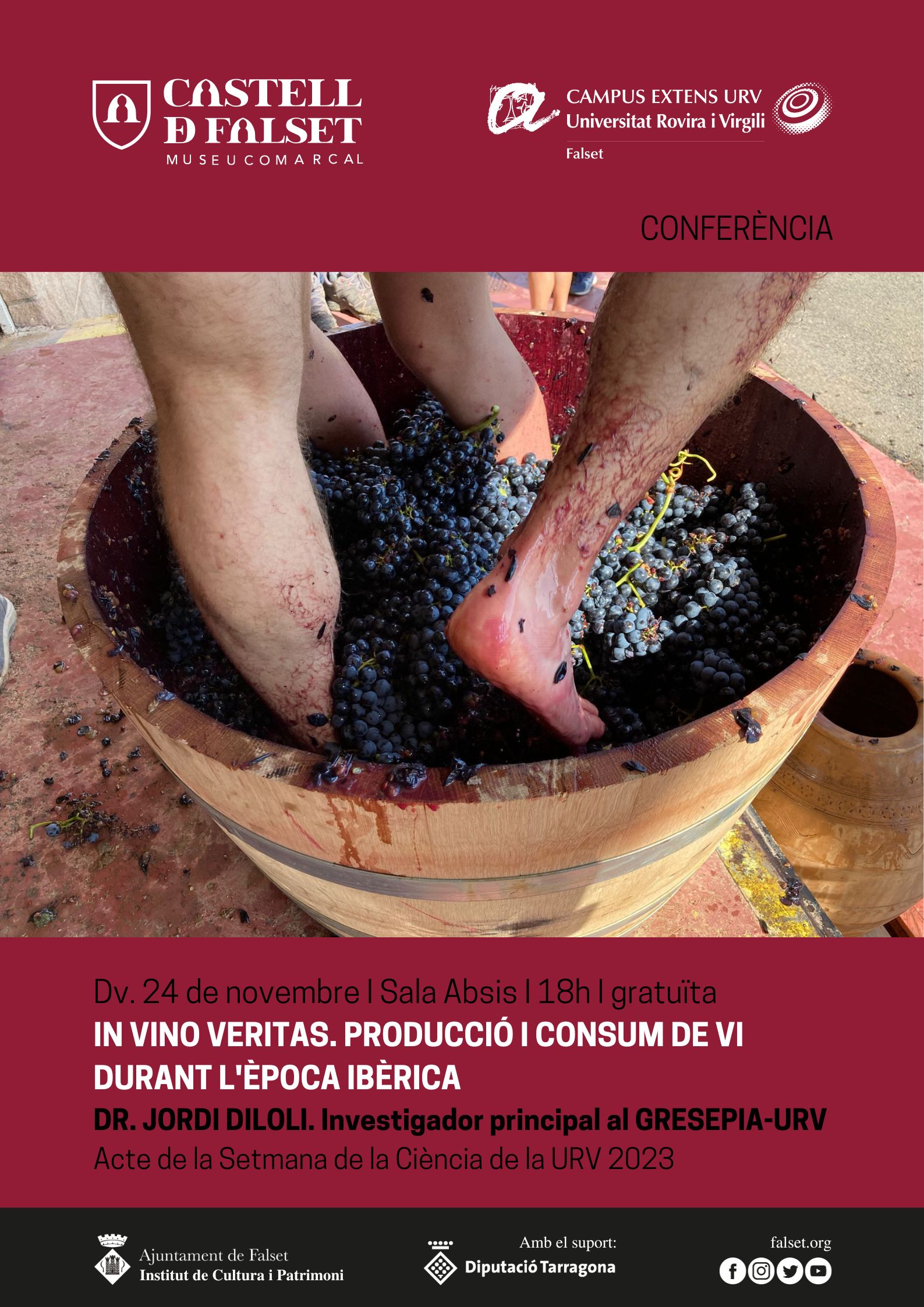 Conferència "IN VINO VERITATS. Producció i consum de vi durant l'època ibèrica" Conferència "IN VINO VERITATS. Producció i consum de vi durant l'època ibèrica"