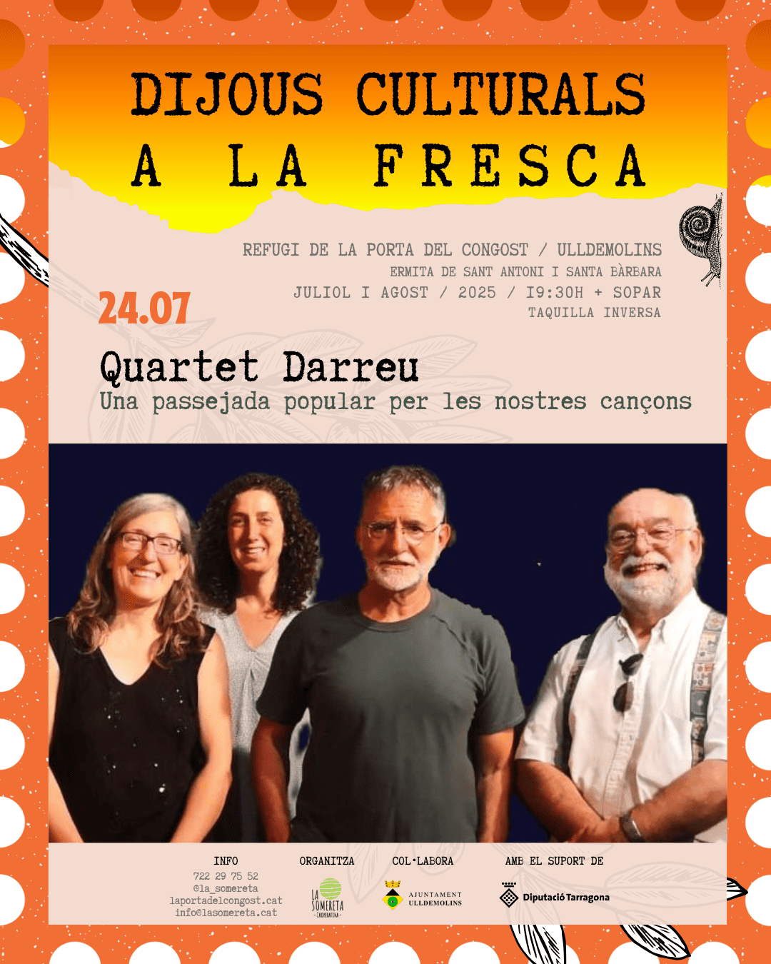 Concert de Quartet Darreu - Una passejada popular per les nostres cançons