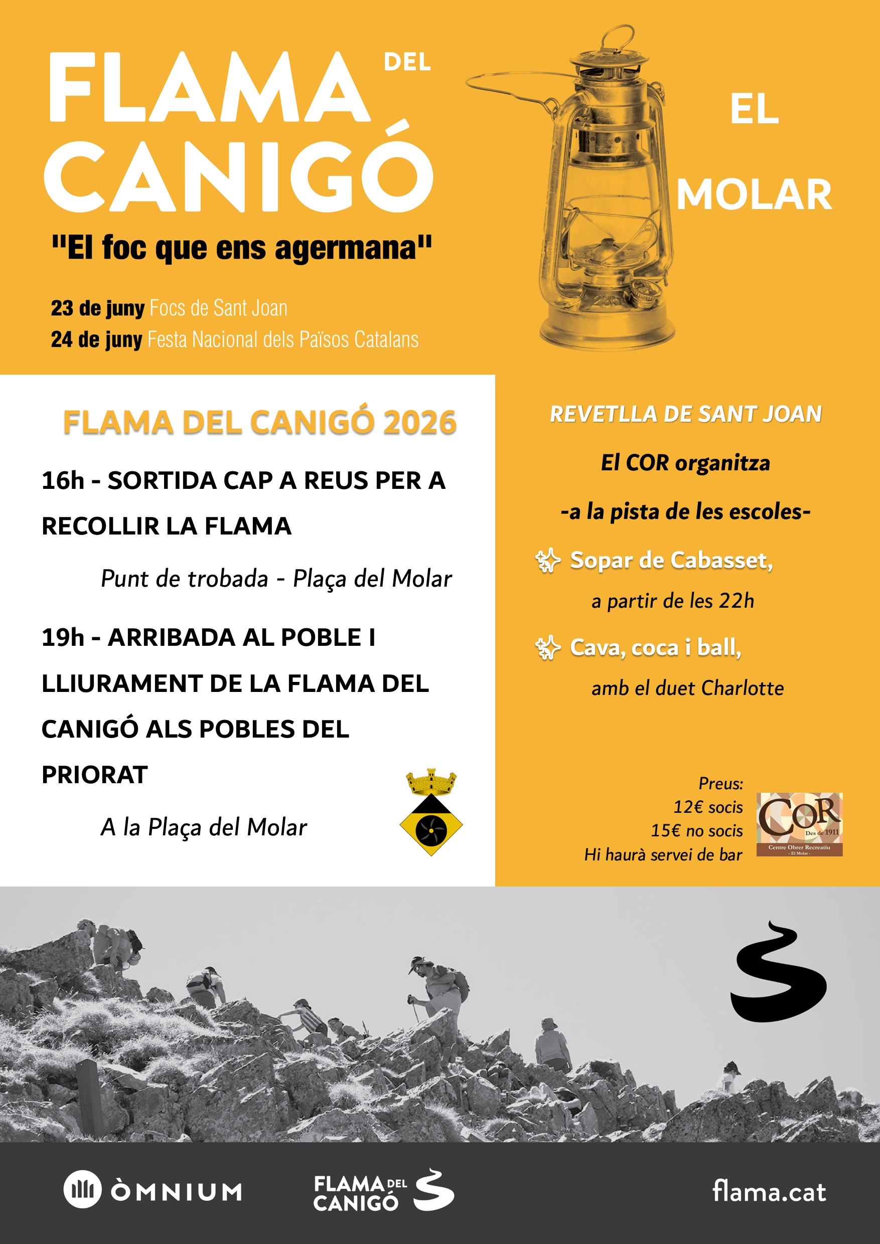 Lliurament de la Flama del Canigó, del Molar als pobles del Priorat. 