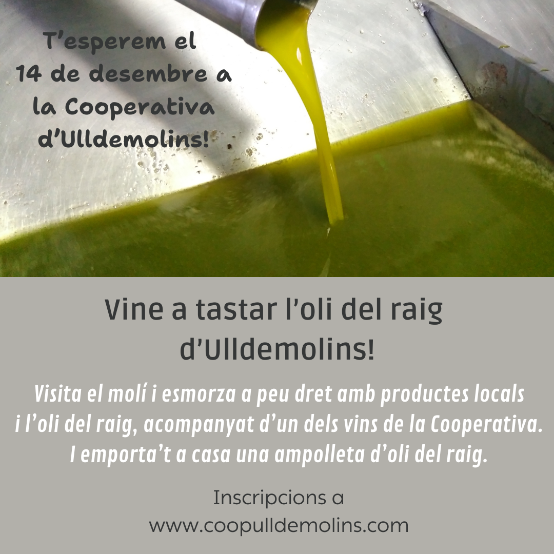 Vine a tastar l’oli del raig d’Ulldemolins! Vine a tastar l’oli del raig d’Ulldemolins!