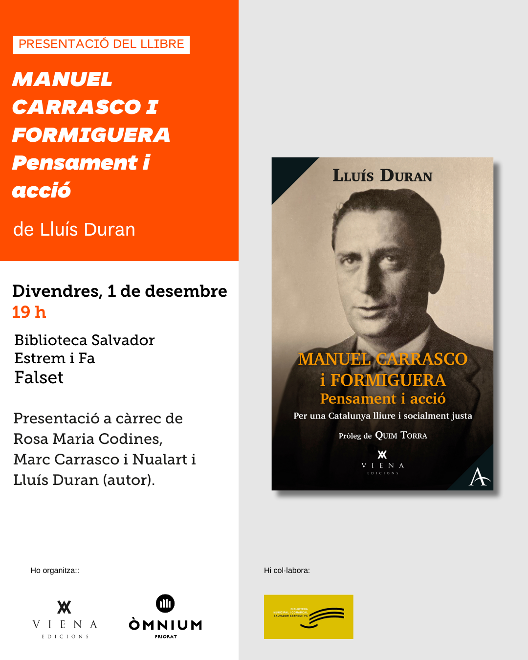 Presentació del llibre Carrasco i Formiguera 