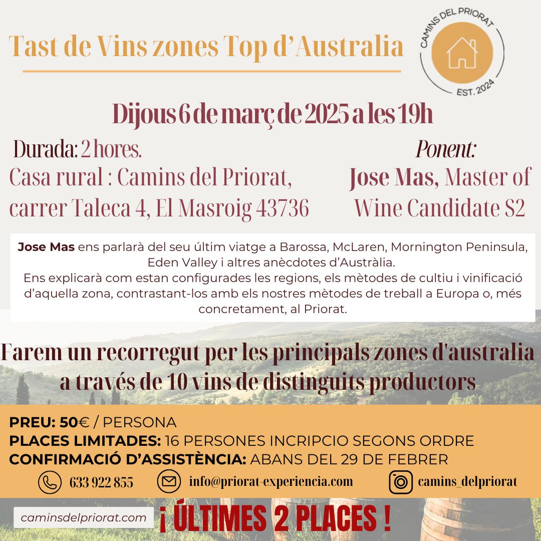 Tast i presentacio Vins D'australia (ultimes 2 places!!!) Tast i presentacio Vins D'australia (ultimes 2 places!!!)