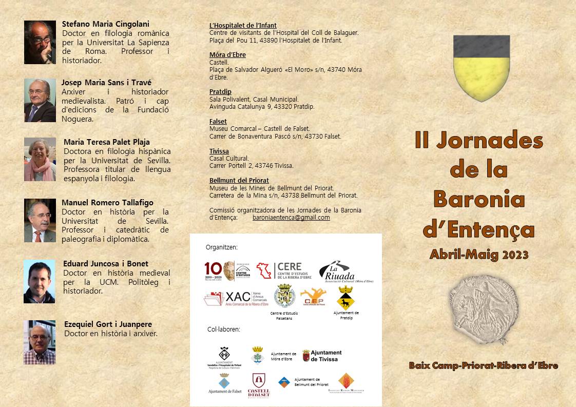 Segones jornades d'estudi de la Baronia d'Entença Segones jornades d'estudi de la Baronia d'Entença