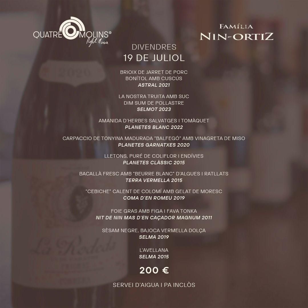 Sopar Maridatge amb el Celler Família NinOrtiz Sopar Maridatge amb el Celler Família NinOrtiz