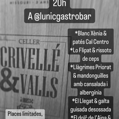 Sopar maridatge Celler Crivelle i Valls i L’Únic gastrobar