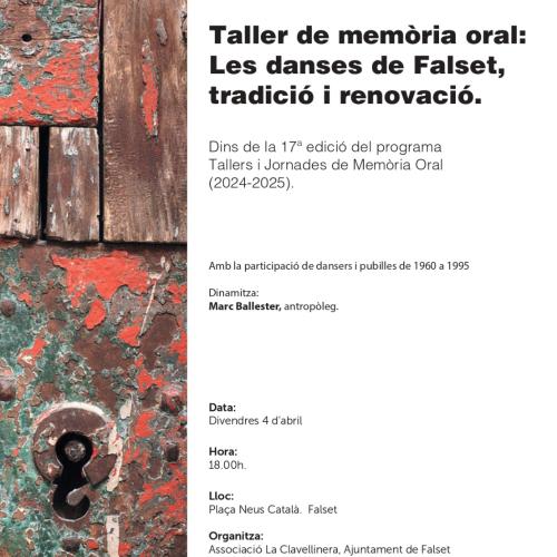 Taller de memòria oral: Les danses de Falset, tradició i renovació