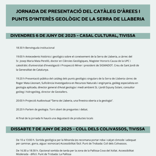 JORNADA DE PRESENTACIÓ DEL CATÀLEG D’ÀREES I PUNTS D’INTERÈS GEOLÒGIC DE LA SERRA DE LLABERIA977