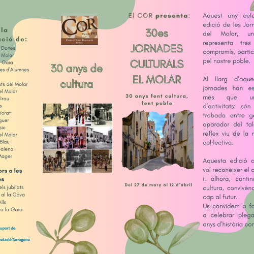 XXX JORNADES CULTURALS - El Molar - 27 de març al 12 d’abril 2026 