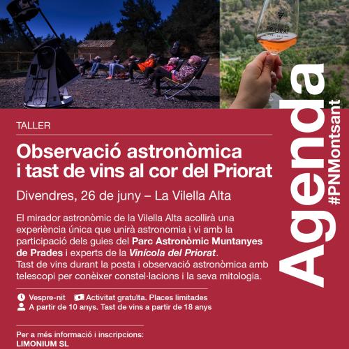 Observació astronòmica i tast de vins al cor del Priorat