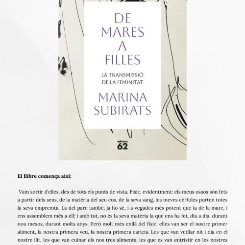 "De mares a filles", parlem-ne. Una conversa entre escriptora i lectores.
