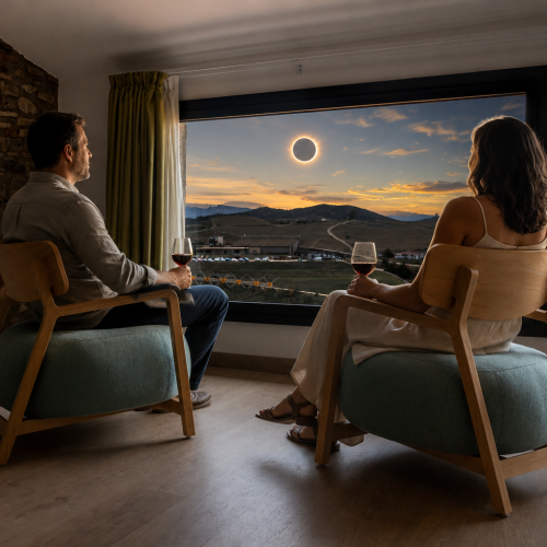 Tast de vins a la vinya durant l’eclipsi solar